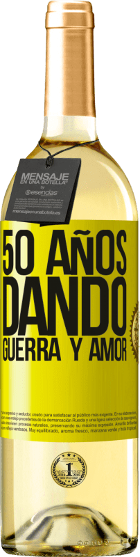 29,95 € | Vino Blanco Edición WHITE 50 años dando guerra y amor Etiqueta Amarilla. Etiqueta personalizable Vino joven Cosecha 2025 Verdejo