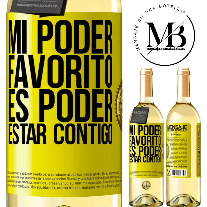 29,95 € Envío gratis | Vino Blanco Edición WHITE Mi poder favorito es poder estar contigo Etiqueta Amarilla. Etiqueta personalizable Vino joven Cosecha 2023 Verdejo