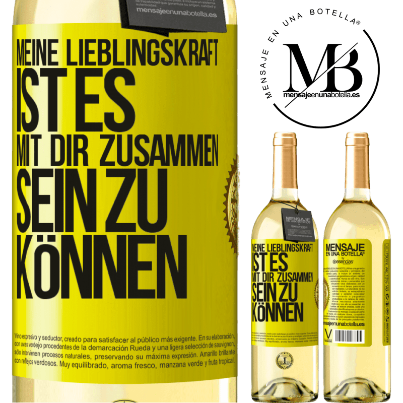 29,95 € Kostenloser Versand | Weißwein WHITE Ausgabe Meine Lieblingskraft ist es, mit dir zusammen sein zu können Gelbes Etikett. Anpassbares Etikett Junger Wein Ernte 2025 Verdejo