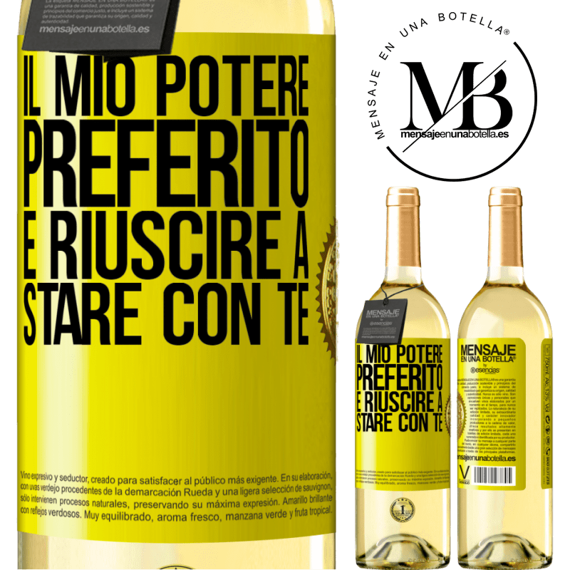 29,95 € Spedizione Gratuita | Vino bianco Edizione WHITE Il mio potere preferito è riuscire a stare con te Etichetta Gialla. Etichetta personalizzabile Vino giovane Raccogliere 2023 Verdejo