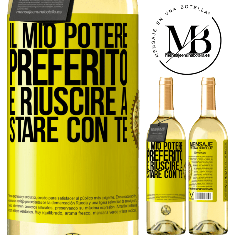 29,95 € Spedizione Gratuita | Vino bianco Edizione WHITE Il mio potere preferito è riuscire a stare con te Etichetta Gialla. Etichetta personalizzabile Vino giovane Raccogliere 2025 Verdejo