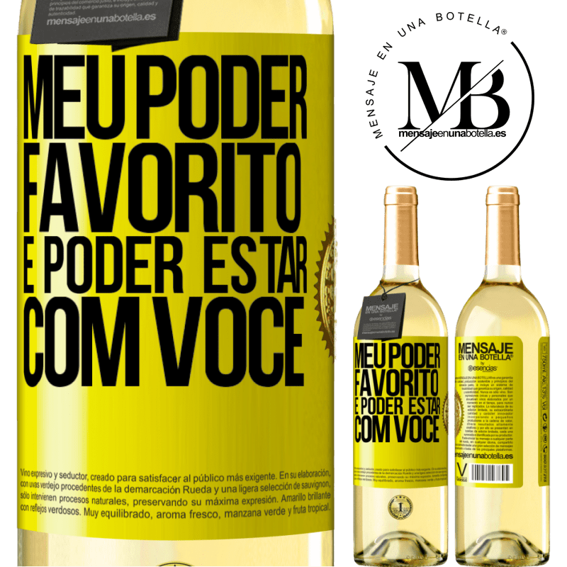 29,95 € Envio grátis | Vinho branco Edição WHITE Meu poder favorito é poder estar com você Etiqueta Amarela. Etiqueta personalizável Vinho jovem Colheita 2023 Verdejo