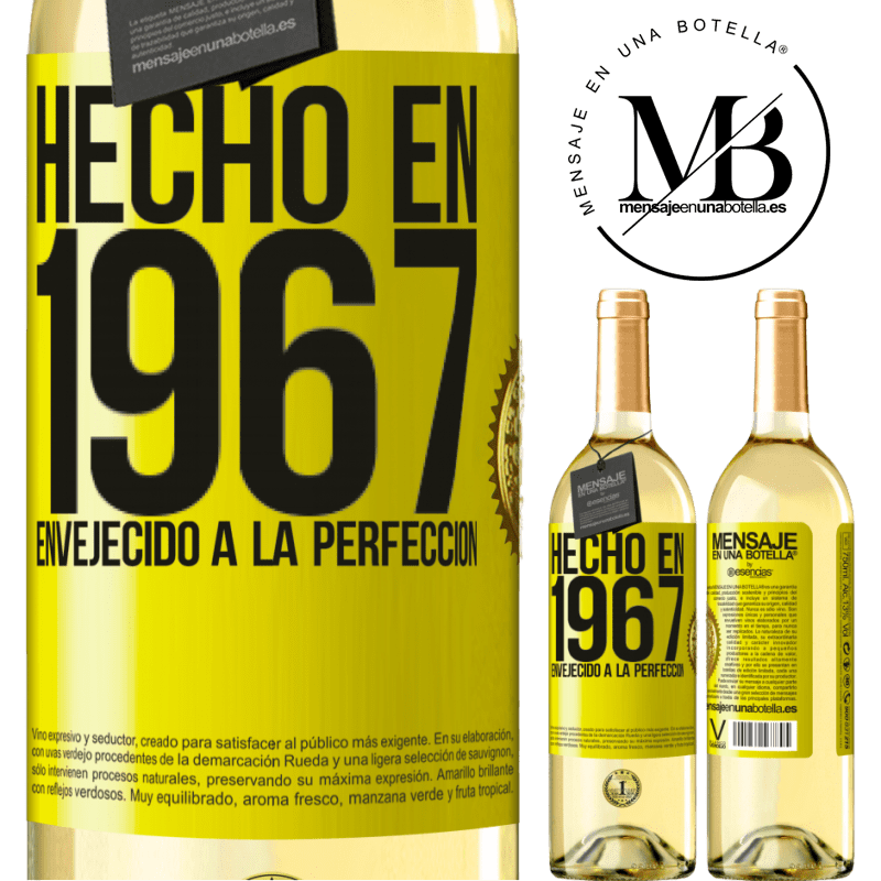 29,95 € Envío gratis | Vino Blanco Edición WHITE Hecho en 1967. Envejecido a la perfección Etiqueta Amarilla. Etiqueta personalizable Vino joven Cosecha 2024 Verdejo