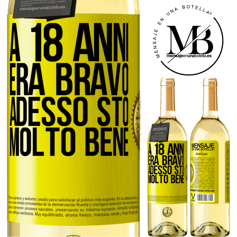 29,95 € Spedizione Gratuita | Vino bianco Edizione WHITE A 18 anni era bravo. Adesso sto molto bene Etichetta Gialla. Etichetta personalizzabile Vino giovane Raccogliere 2024 Verdejo