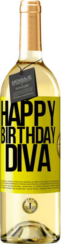 29,95 € Free Shipping | White Wine WHITE Edition Happy birthday Diva Yellow Label. Customizable label Young wine Harvest 2024 Verdejo