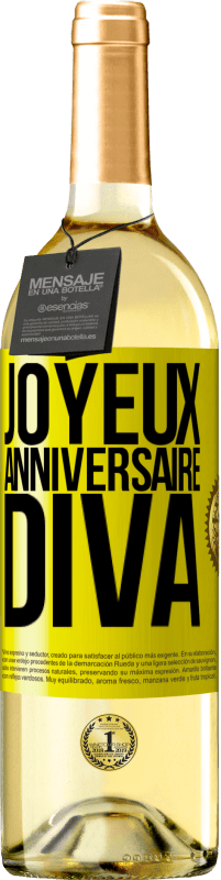 29,95 € | Vin blanc Édition WHITE Joyeux anniversaire, Diva Étiquette Jaune. Étiquette personnalisable Vin jeune Récolte 2025 Verdejo