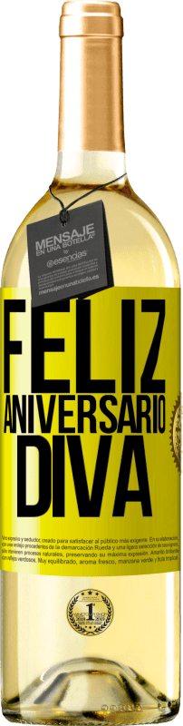 29,95 € | Vinho branco Edição WHITE Feliz aniversário Diva Etiqueta Amarela. Etiqueta personalizável Vinho jovem Colheita 2025 Verdejo