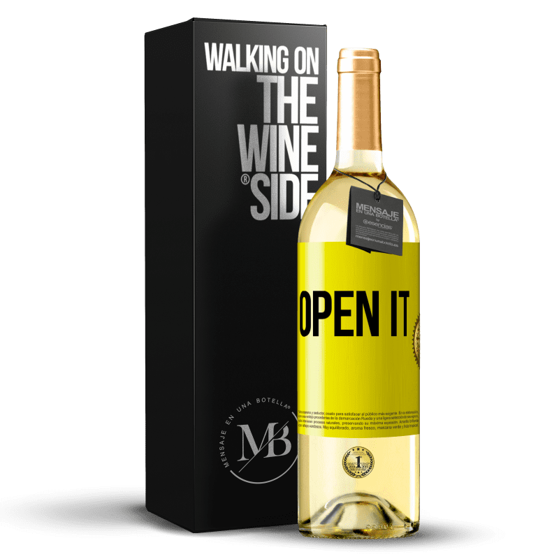 29,95 € Бесплатная доставка | Белое вино Издание WHITE Открой его Желтая этикетка. Настраиваемая этикетка Молодое вино Урожай 2023 Verdejo