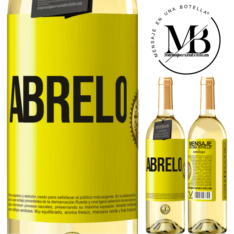 29,95 € Envío gratis | Vino Blanco Edición WHITE Ábrelo Etiqueta Amarilla. Etiqueta personalizable Vino joven Cosecha 2024 Verdejo