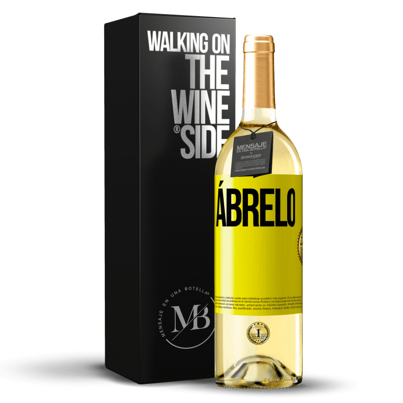 29,95 € Envío gratis | Vino Blanco Edición WHITE Ábrelo Etiqueta Amarilla. Etiqueta personalizable Vino joven Cosecha 2024 Verdejo