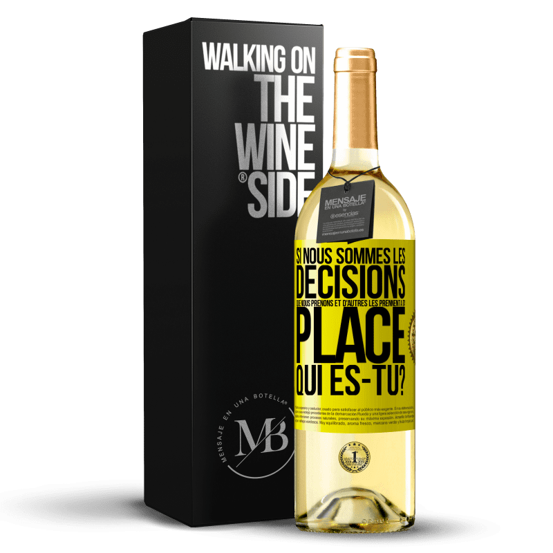 29,95 € Envoi gratuit | Vin blanc Édition WHITE Si nous sommes les décisions que nous prenons et d'autres les prennent à ta place, qui es-tu? Étiquette Jaune. Étiquette personnalisable Vin jeune Récolte 2025 Verdejo