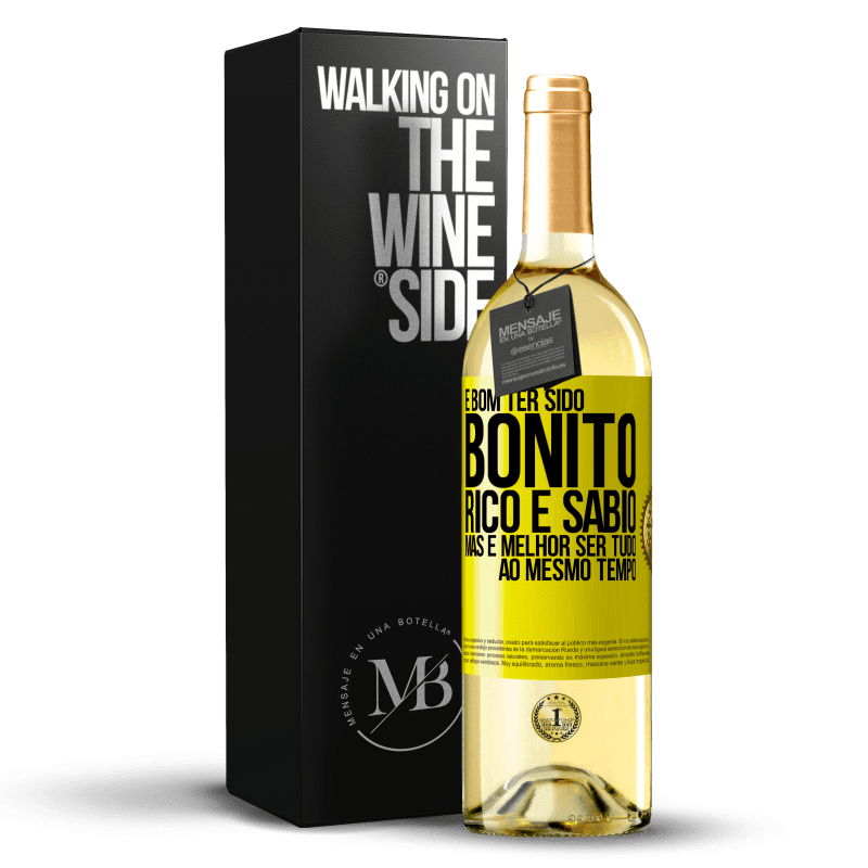 29,95 € Envio grátis | Vinho branco Edição WHITE É bom ter sido bonito, rico e sábio, mas é melhor ser tudo ao mesmo tempo Etiqueta Amarela. Etiqueta personalizável Vinho jovem Colheita 2023 Verdejo