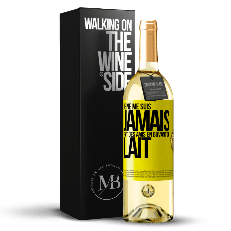 29,95 € Envoi gratuit | Vin blanc Édition WHITE Je ne me suis jamais fait des amis en buvant du lait Étiquette Jaune. Étiquette personnalisable Vin jeune Récolte 2023 Verdejo