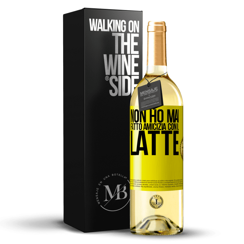 29,95 € Spedizione Gratuita | Vino bianco Edizione WHITE Non ho mai fatto amicizia con il latte Etichetta Gialla. Etichetta personalizzabile Vino giovane Raccogliere 2023 Verdejo