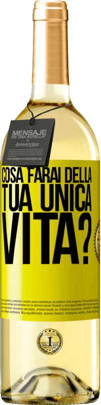 29,95 € Spedizione Gratuita | Vino bianco Edizione WHITE Cosa farai della tua unica vita? Etichetta Gialla. Etichetta personalizzabile Vino giovane Raccogliere 2025 Verdejo