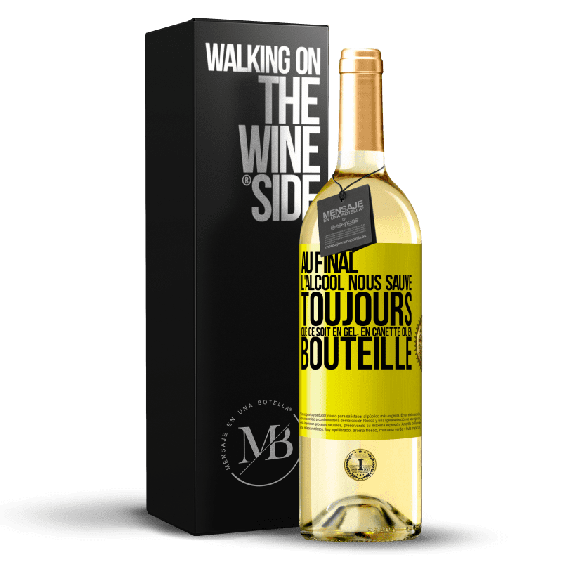 29,95 € Envoi gratuit | Vin blanc Édition WHITE Au final, l'alcool nous sauve toujours, que ce soit en gel, en canette ou en bouteille Étiquette Jaune. Étiquette personnalisable Vin jeune Récolte 2024 Verdejo