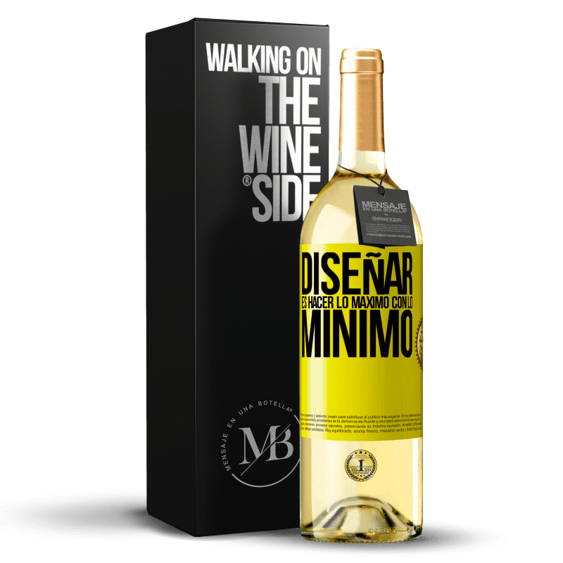 29,95 € Envío gratis | Vino Blanco Edición WHITE Diseñar es hacer lo máximo con lo mínimo Etiqueta Amarilla. Etiqueta personalizable Vino joven Cosecha 2023 Verdejo