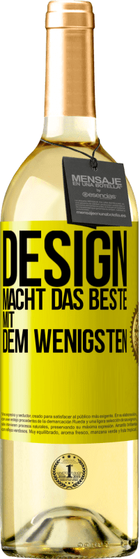 Kostenloser Versand | Weißwein WHITE Ausgabe Design macht das Beste mit dem Wenigsten Gelbes Etikett. Anpassbares Etikett Junger Wein Ernte 2023 Verdejo