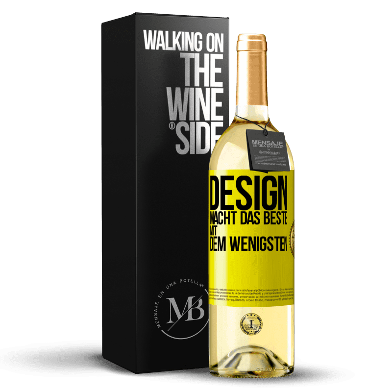 29,95 € Kostenloser Versand | Weißwein WHITE Ausgabe Design macht das Beste mit dem Wenigsten Gelbes Etikett. Anpassbares Etikett Junger Wein Ernte 2023 Verdejo