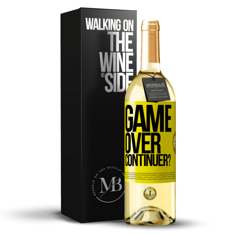 29,95 € Envoi gratuit | Vin blanc Édition WHITE GAME OVER. Continuer? Étiquette Jaune. Étiquette personnalisable Vin jeune Récolte 2024 Verdejo