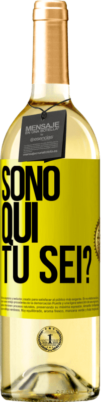 29,95 € Spedizione Gratuita | Vino bianco Edizione WHITE Sono qui. Tu sei? Etichetta Gialla. Etichetta personalizzabile Vino giovane Raccogliere 2023 Verdejo