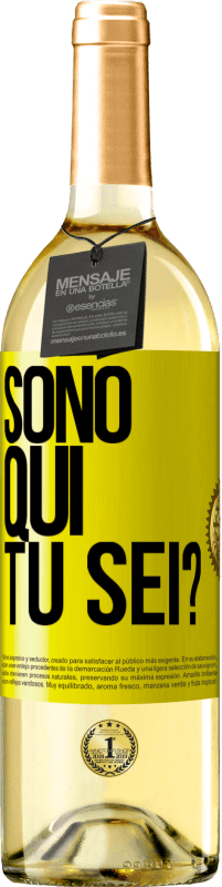 29,95 € Spedizione Gratuita | Vino bianco Edizione WHITE Sono qui. Tu sei? Etichetta Gialla. Etichetta personalizzabile Vino giovane Raccogliere 2025 Verdejo