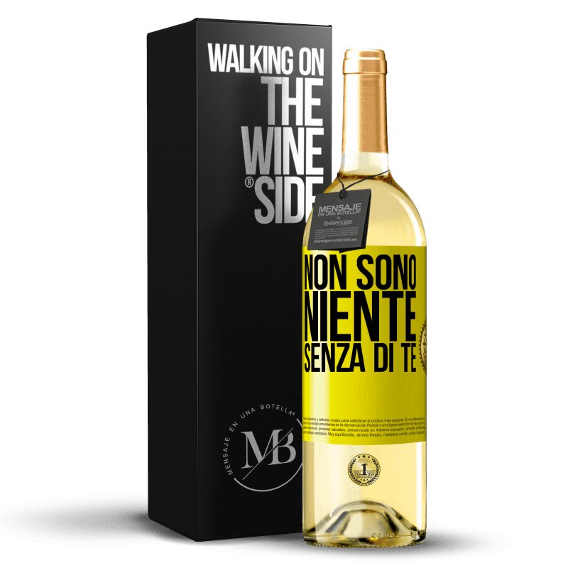 29,95 € Spedizione Gratuita | Vino bianco Edizione WHITE Non sono niente senza di te Etichetta Gialla. Etichetta personalizzabile Vino giovane Raccogliere 2023 Verdejo