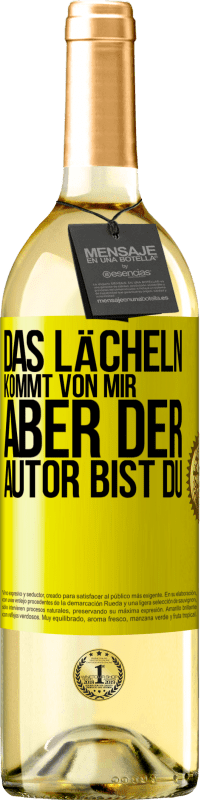 29,95 € Kostenloser Versand | Weißwein WHITE Ausgabe Das Lächeln kommt von mir, aber der Autor bist du Gelbes Etikett. Anpassbares Etikett Junger Wein Ernte 2025 Verdejo