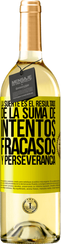 29,95 € Envío gratis | Vino Blanco Edición WHITE La suerte es el resultado de la suma de intentos, fracasos y perseverancia Etiqueta Amarilla. Etiqueta personalizable Vino joven Cosecha 2025 Verdejo