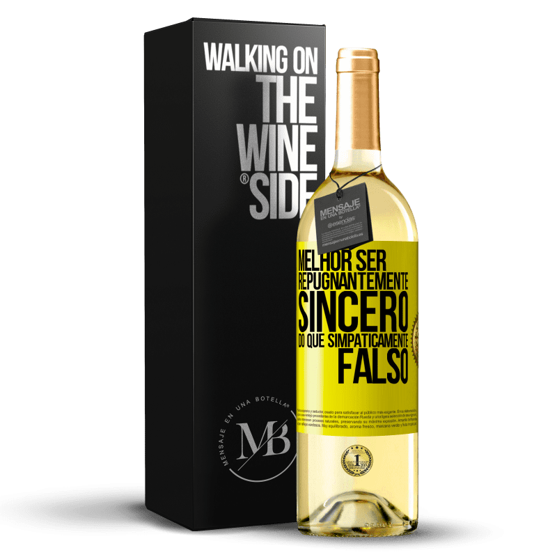 29,95 € Envio grátis | Vinho branco Edição WHITE Melhor ser repugnantemente sincero do que simpaticamente falso Etiqueta Amarela. Etiqueta personalizável Vinho jovem Colheita 2023 Verdejo