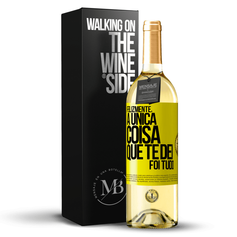 29,95 € Envio grátis | Vinho branco Edição WHITE Felizmente, a única coisa que te dei foi tudo Etiqueta Amarela. Etiqueta personalizável Vinho jovem Colheita 2023 Verdejo