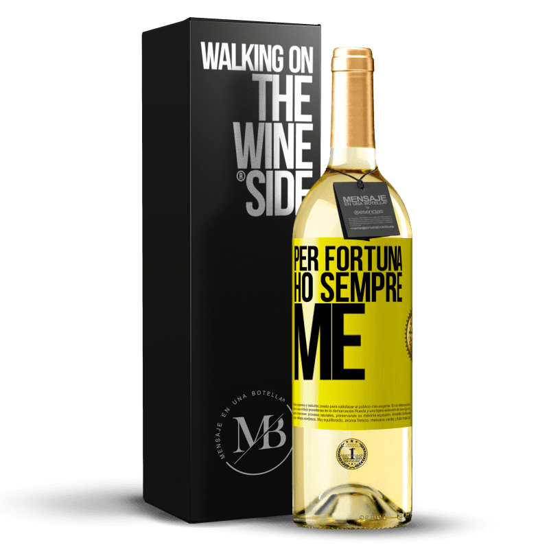 29,95 € Spedizione Gratuita | Vino bianco Edizione WHITE Per fortuna ho sempre me Etichetta Gialla. Etichetta personalizzabile Vino giovane Raccogliere 2023 Verdejo