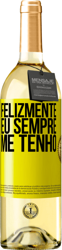 Envio grátis | Vinho branco Edição WHITE Felizmente eu sempre me tenho Etiqueta Amarela. Etiqueta personalizável Vinho jovem Colheita 2023 Verdejo