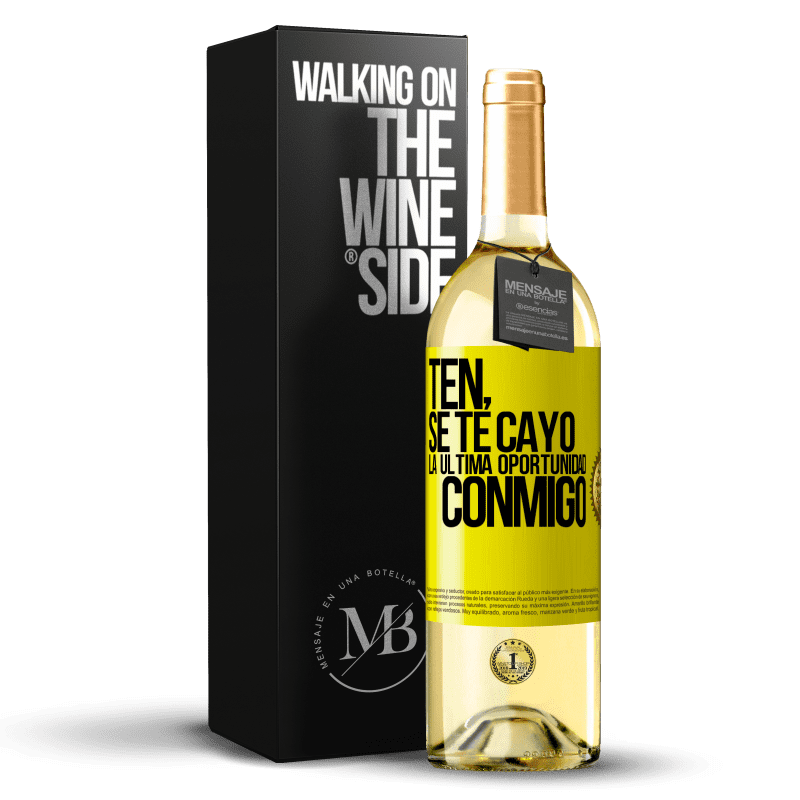 29,95 € Envío gratis | Vino Blanco Edición WHITE Ten, se te cayó la última oportunidad conmigo Etiqueta Amarilla. Etiqueta personalizable Vino joven Cosecha 2025 Verdejo
