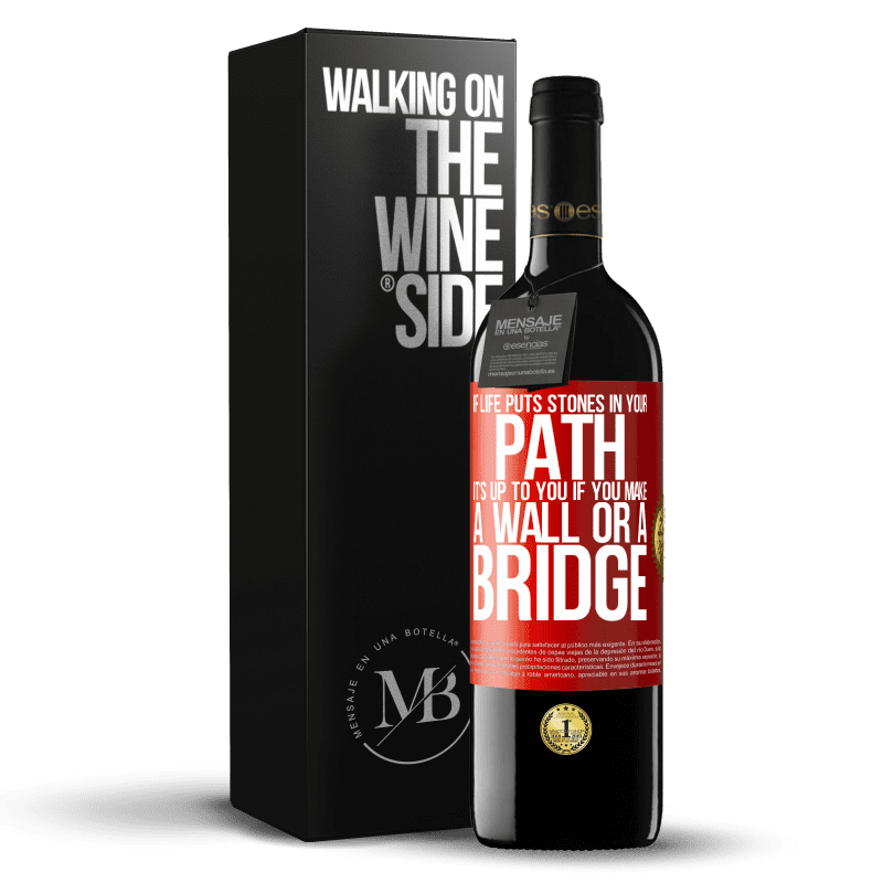 29,95 € Free Shipping | Red Wine RED Edition Crianza 6 Months If life puts stones in your path, it's up to you if you make a wall or a bridge Red Label. Customizable label Aging in oak barrels 6 Months Harvest 2020 Tempranillo