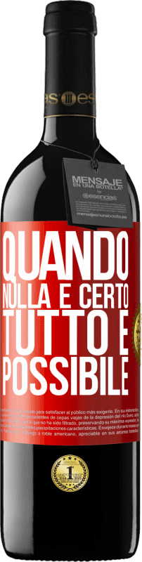 39,95 € | Vino rosso Edizione RED MBE Riserva Quando nulla è certo, tutto è possibile Etichetta Rossa. Etichetta personalizzabile Riserva 12 Mesi Raccogliere 2015 Tempranillo