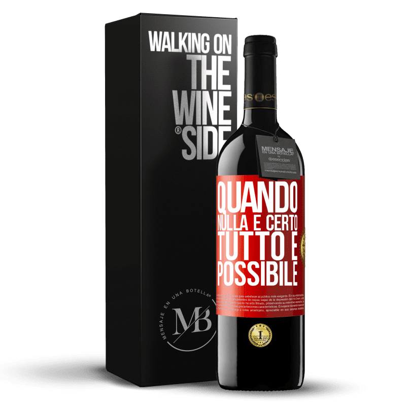 39,95 € Spedizione Gratuita | Vino rosso Edizione RED MBE Riserva Quando nulla è certo, tutto è possibile Etichetta Rossa. Etichetta personalizzabile Riserva 12 Mesi Raccogliere 2015 Tempranillo