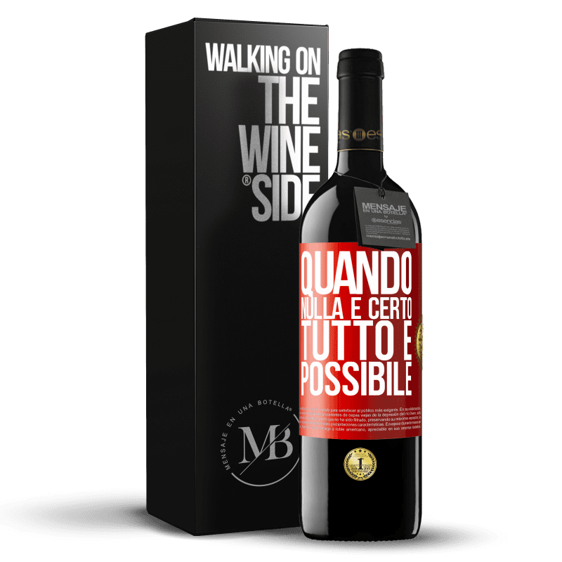39,95 € Spedizione Gratuita | Vino rosso Edizione RED MBE Riserva Quando nulla è certo, tutto è possibile Etichetta Rossa. Etichetta personalizzabile Riserva 12 Mesi Raccogliere 2016 Tempranillo