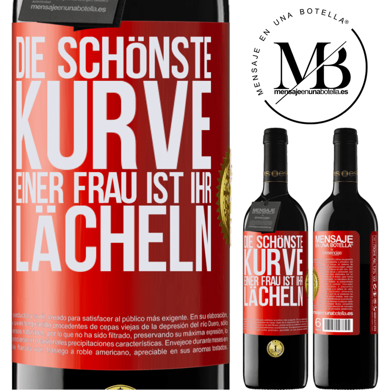 39,95 € Kostenloser Versand | Rotwein RED Ausgabe MBE Reserve Die schönste Kurve einer Frau ist ihr Lächeln Rote Markierung. Anpassbares Etikett Reserve 12 Monate Ernte 2016 Tempranillo