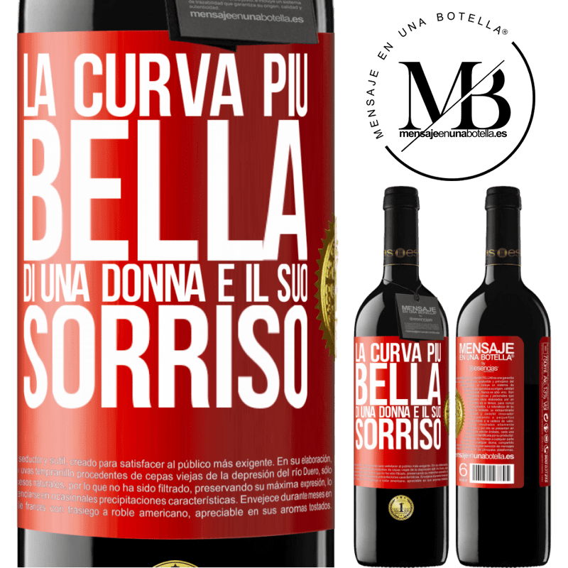 39,95 € Spedizione Gratuita | Vino rosso Edizione RED MBE Riserva La curva più bella di una donna è il suo sorriso Etichetta Rossa. Etichetta personalizzabile Riserva 12 Mesi Raccogliere 2015 Tempranillo