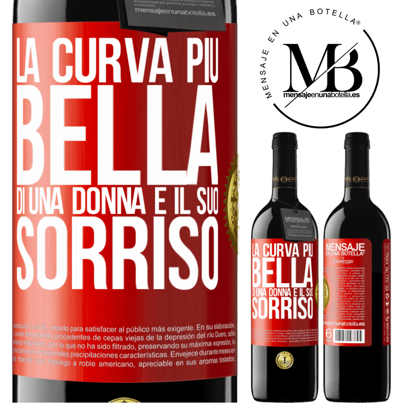 39,95 € Spedizione Gratuita | Vino rosso Edizione RED MBE Riserva La curva più bella di una donna è il suo sorriso Etichetta Rossa. Etichetta personalizzabile Riserva 12 Mesi Raccogliere 2016 Tempranillo