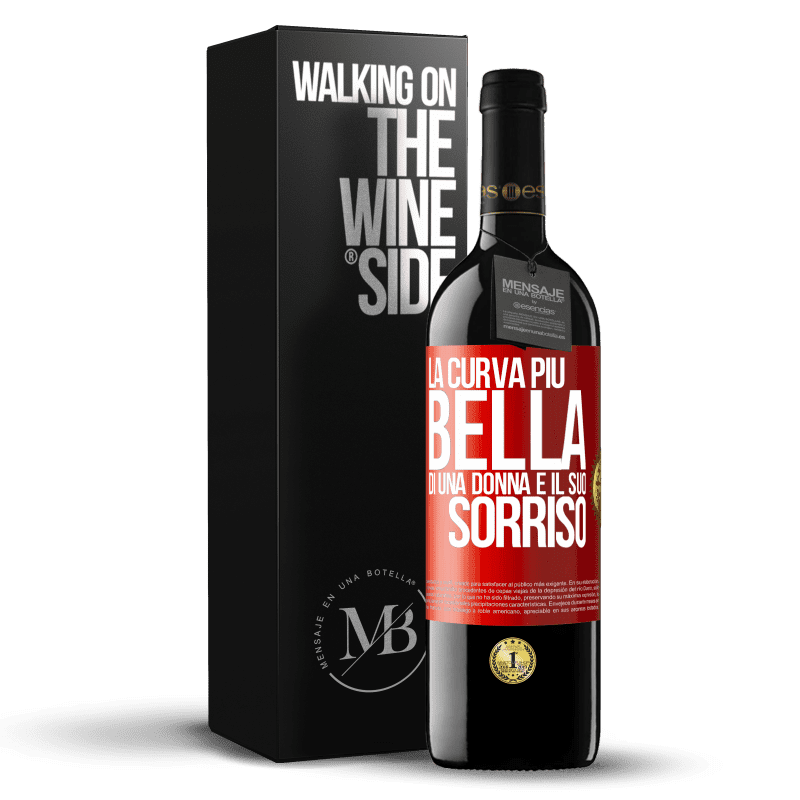 39,95 € Spedizione Gratuita | Vino rosso Edizione RED MBE Riserva La curva più bella di una donna è il suo sorriso Etichetta Rossa. Etichetta personalizzabile Riserva 12 Mesi Raccogliere 2015 Tempranillo