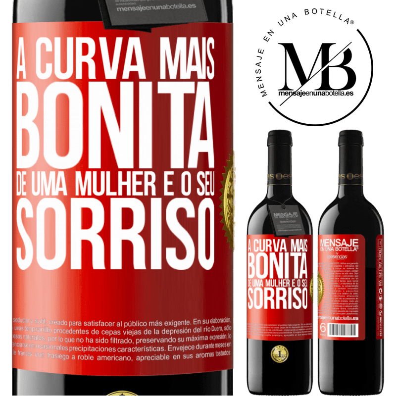 39,95 € Envio grátis | Vinho tinto Edição RED MBE Reserva A curva mais bonita de uma mulher é o seu sorriso Etiqueta Vermelha. Etiqueta personalizável Reserva 12 Meses Colheita 2016 Tempranillo