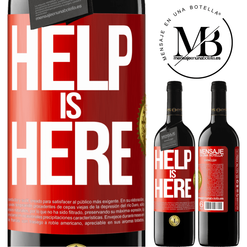 39,95 € Envío gratis | Vino Tinto Edición RED MBE Reserva Help is Here Etiqueta Roja. Etiqueta personalizable Reserva 12 Meses Cosecha 2015 Tempranillo