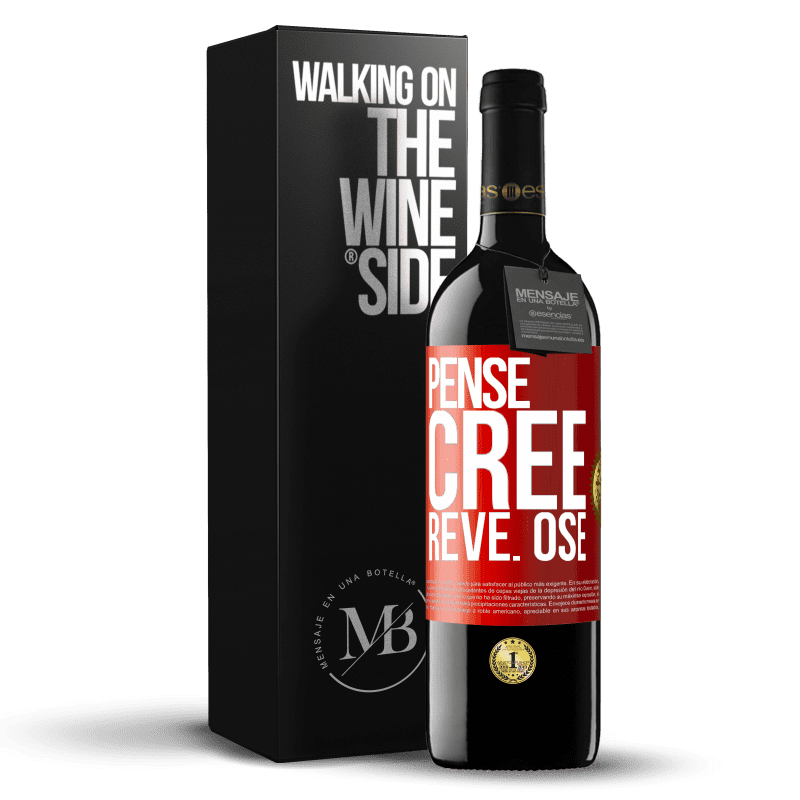 39,95 € Envoi gratuit | Vin rouge Édition RED MBE Réserve Pense. Crée. Rêve. Ose Étiquette Rouge. Étiquette personnalisable Réserve 12 Mois Récolte 2015 Tempranillo