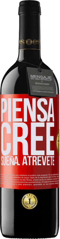 39,95 € | Vino Tinto Edición RED MBE Reserva Piensa. Cree. Sueña. Atrévete Etiqueta Roja. Etiqueta personalizable Reserva 12 Meses Cosecha 2015 Tempranillo