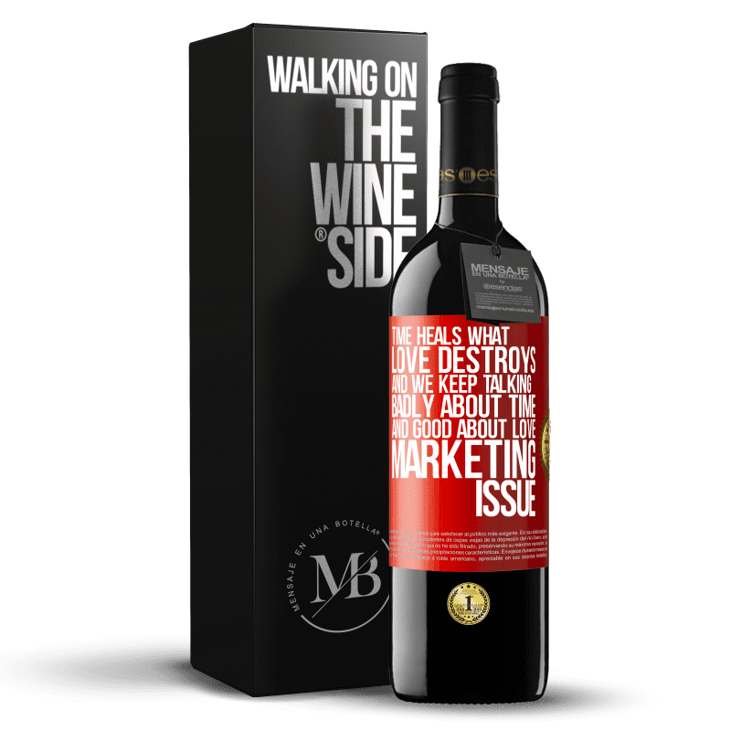 29,95 € Free Shipping | Red Wine RED Edition Crianza 6 Months Time heals what love destroys. And we keep talking badly about time and good about love. Marketing issue Red Label. Customizable label Aging in oak barrels 6 Months Harvest 2020 Tempranillo
