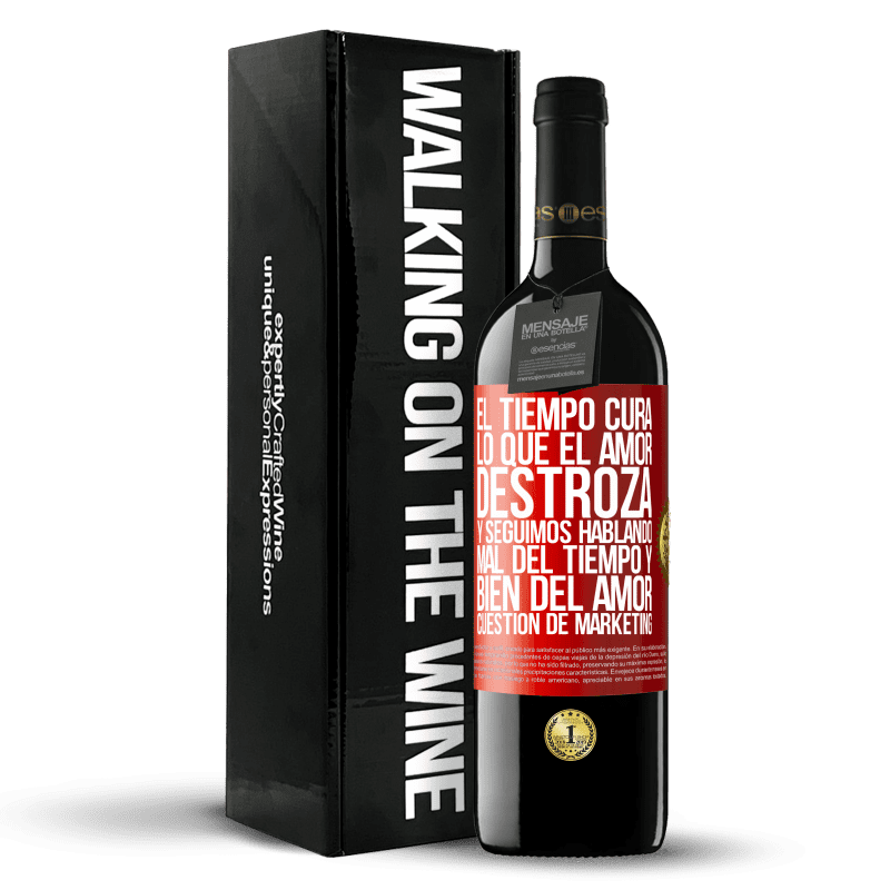 39,95 € Envío gratis | Vino Tinto Edición RED MBE Reserva El tiempo cura lo que el amor destroza. Y seguimos hablando mal del tiempo y bien del amor. Cuestión de márketing Etiqueta Roja. Etiqueta personalizable Reserva 12 Meses Cosecha 2016 Tempranillo