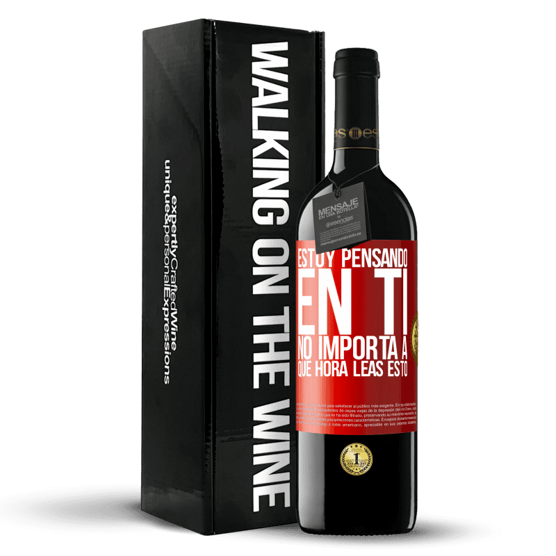 29,95 € Envío gratis | Vino Tinto Edición RED Crianza 6 Meses Estoy pensando en ti… No importa a qué hora leas esto Etiqueta Roja. Etiqueta personalizable Crianza en barrica de roble 6 Meses Cosecha 2020 Tempranillo