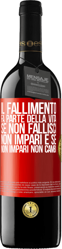 39,95 € Spedizione Gratuita | Vino rosso Edizione RED MBE Riserva Il fallimento fa parte della vita. Se non fallisci, non impari e se non impari non cambi Etichetta Rossa. Etichetta personalizzabile Riserva 12 Mesi Raccogliere 2014 Tempranillo